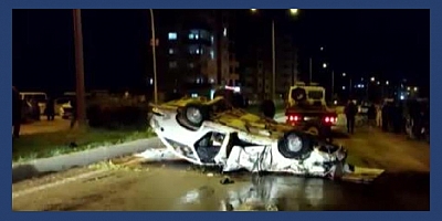 Kozan'da otomobil takla attı! 2 Yaralı...